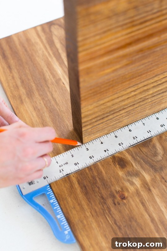 Step 4 - DIY Low Floor Table Tutorial, measuring leg placement