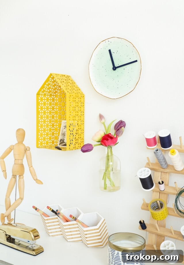 All materials and tools laid out for DIY Plate Clock project