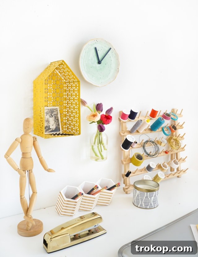 Finished DIY plate clock hanging on a wall