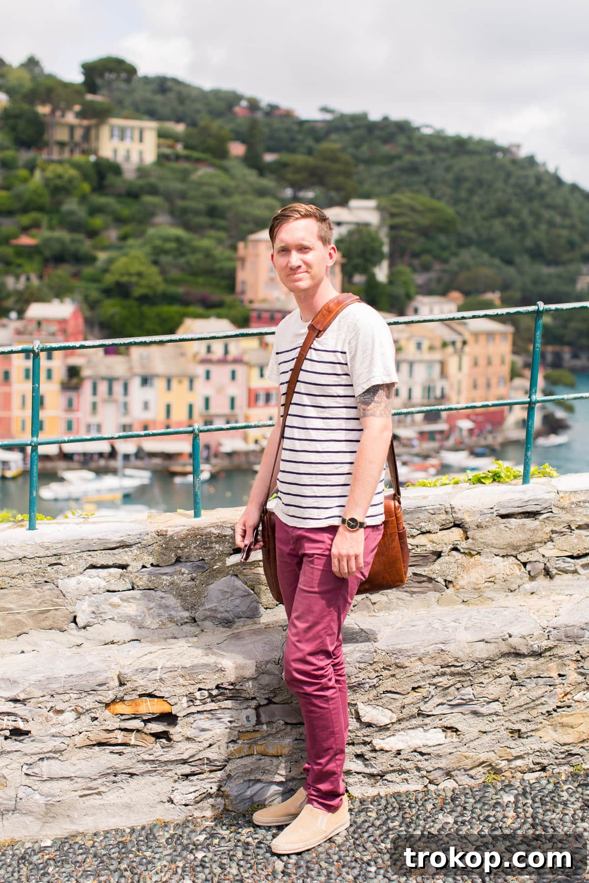 Mediterranean Escapade, Part 2: Aix, Portofino, Cinque Terre, Rome 15 A charming view of Portofino's colorful architecture and serene waters, perfect for a Mediterranean getaway.