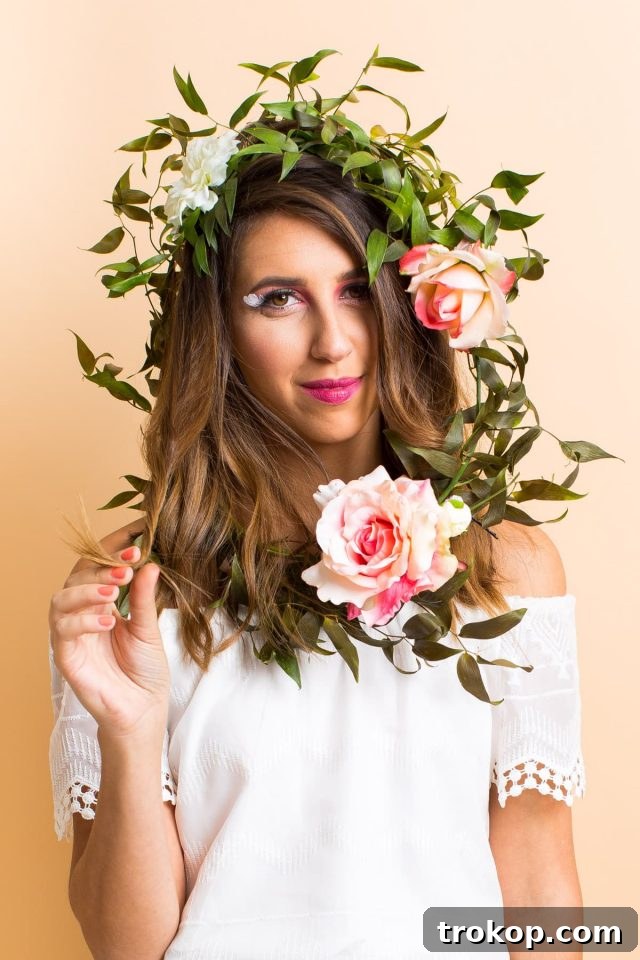 Craft Your Own Halloween Wigs and Lashes 11 Winks & Wigs: DIY Wig and Lash Combinations for Halloween by Sugar & Cloth- Floral Headpiece- Flowers - ideas - ashley rose - best DIY blog - houston blogger #diy #blogger #costume #halloween #diycostume #halloweencostume #wig #falsies #lastminute
