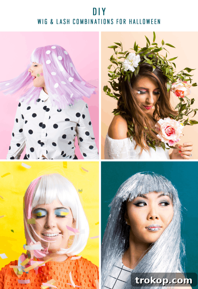 Craft Your Own Halloween Wigs and Lashes 21 Winks & Wigs: DIY Wig and Lash Combinations for Halloween by Sugar & Cloth- Metallic Wig - ideas - ashley rose - best DIY blog - houston blogger #diy #blogger #costume #halloween #diycostume #halloweencostume #wig #falsies #lastminute #spacegirl