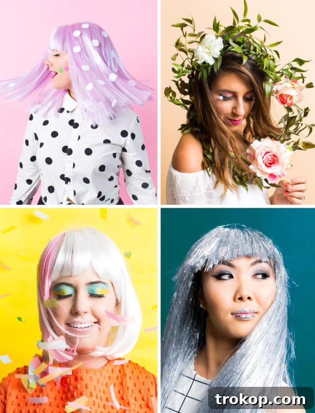 Craft Your Own Halloween Wigs and Lashes 22 Winks & Wigs: DIY Wig and Lash Combinations for Halloween by Sugar & Cloth -lavender wig - polka dot - ideas - ashley rose - best DIY blog - houston blogger #diy #blogger #costume #halloween #diycostume #halloweencostume #wig #falsies #lastminute