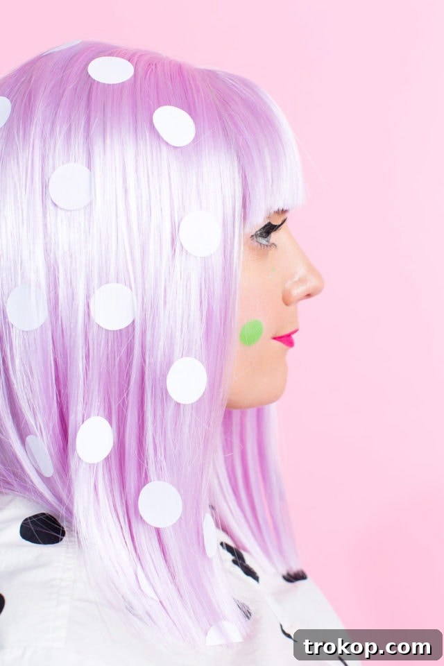 Craft Your Own Halloween Wigs and Lashes 5 Winks & Wigs: DIY Wig and Lash Combinations for Halloween by Sugar & Cloth -lavender wig - polka dot - ideas - ashley rose - best DIY blog - houston blogger #diy #blogger #costume #halloween #diycostume #halloweencostume #wig #falsies #lastminute