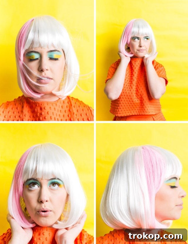 Craft Your Own Halloween Wigs and Lashes 9 Winks & Wigs: DIY Wig and Lash Combinations for Halloween by Sugar & Cloth -lavender wig - 60's Mod - Color Block - ideas - ashley rose - best DIY blog - houston blogger #diy #blogger #costume #halloween #diycostume #halloweencostume #wig #falsies #lastminute