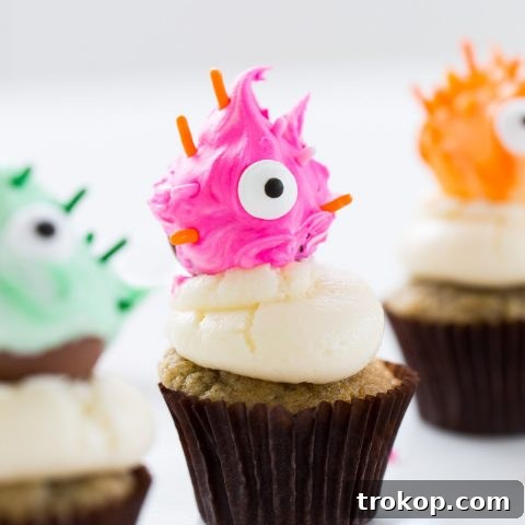 The cutest DIY truffle monster cupcake toppers you ever did see! - sugar and cloth - halloween - lindt chocolate