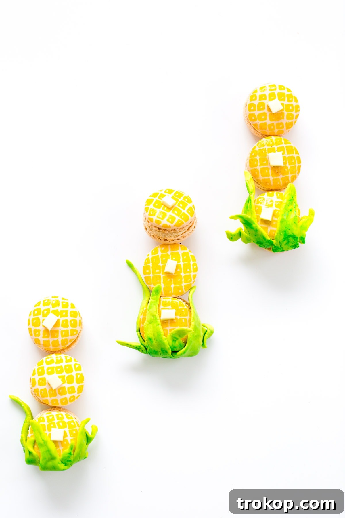 Sweet Corn Macarons from Scratch 3 Close-up of DIY Corn Macarons arranged for a festive fall display