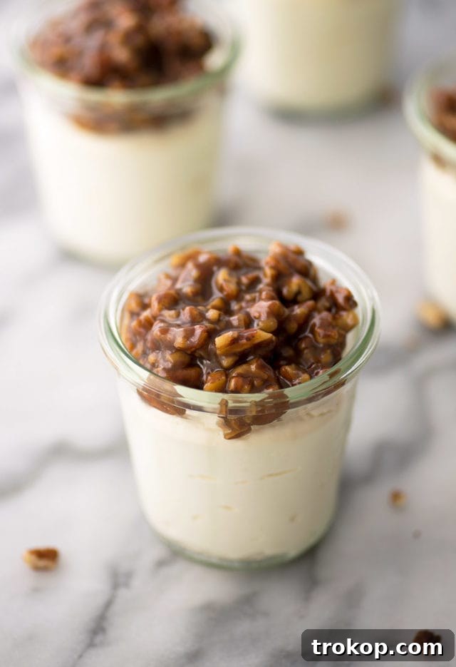 Pecan Pie Cheesecake Jars 3 Pecan Cheesecake in Jars - Beautifully presented individual desserts