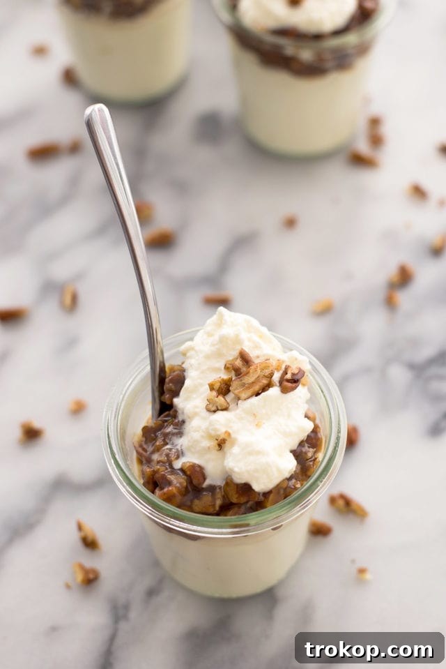 Pecan Pie Cheesecake Jars 5 pecan-cheesecake-in-jars-3 - Garnished and ready