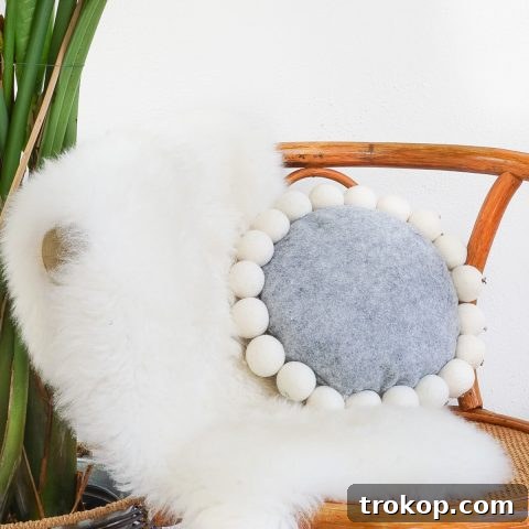 Fluffy Snowball Pillow Creation 14 DIY Snowball Pillow - Cozy Home Decor Accent