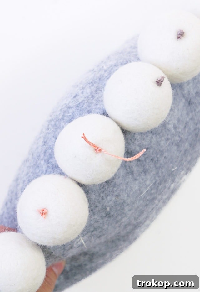 DIY Snowball Pillow - Completed Handmade Project