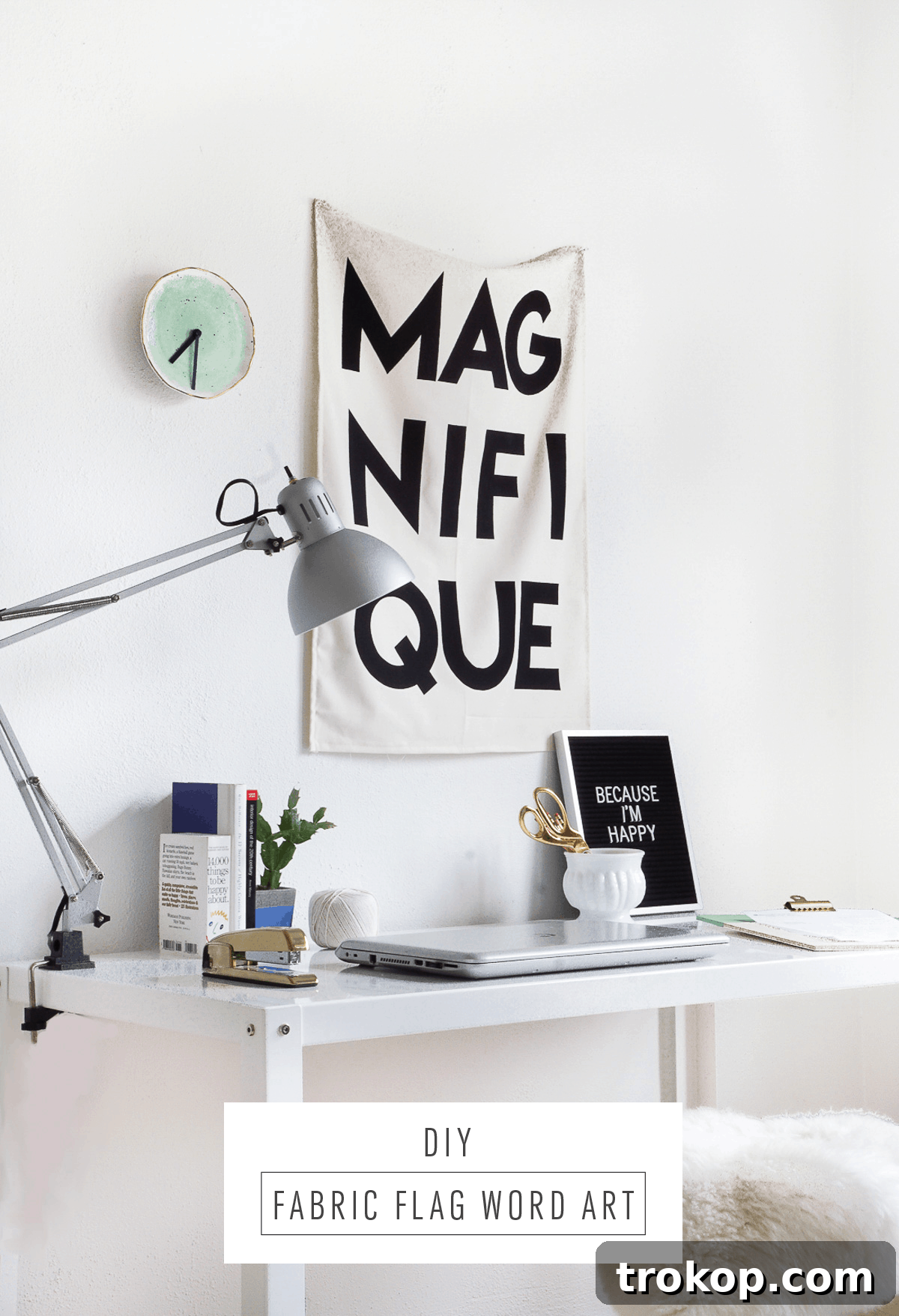 Printable Fabric Flag Lettering 9 Close-up of 'Magnifique' Printable Fabric Flag Word Art