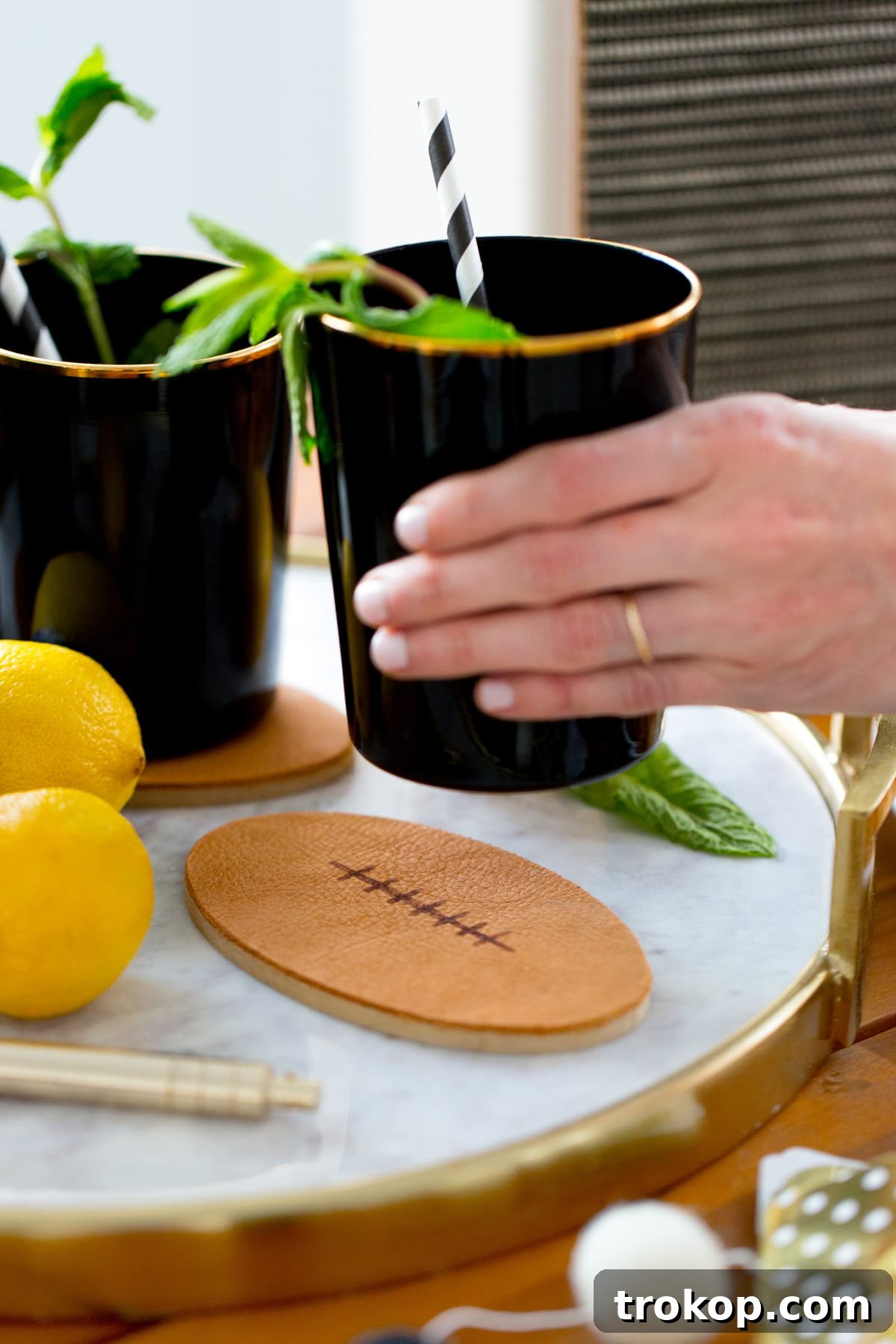 Kick Off Your Table with DIY Football Coasters and Mats 16 Handmade leather football coaster for game day decor