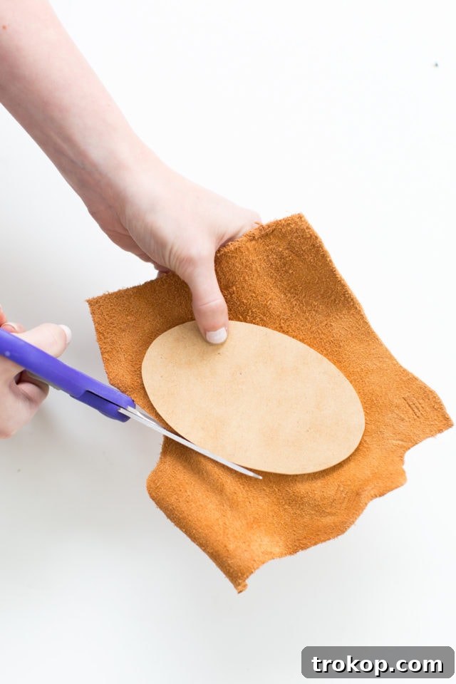 Kick Off Your Table with DIY Football Coasters and Mats 7 Trimming excess leather from a DIY football coaster