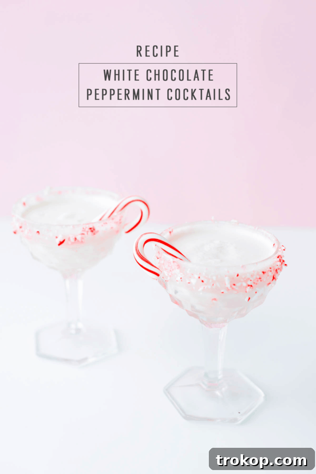 White Chocolate Candy Cane Cocktail recipe by Sugar & Cloth, an award winning DIY, recipe, and lifestyle blog.