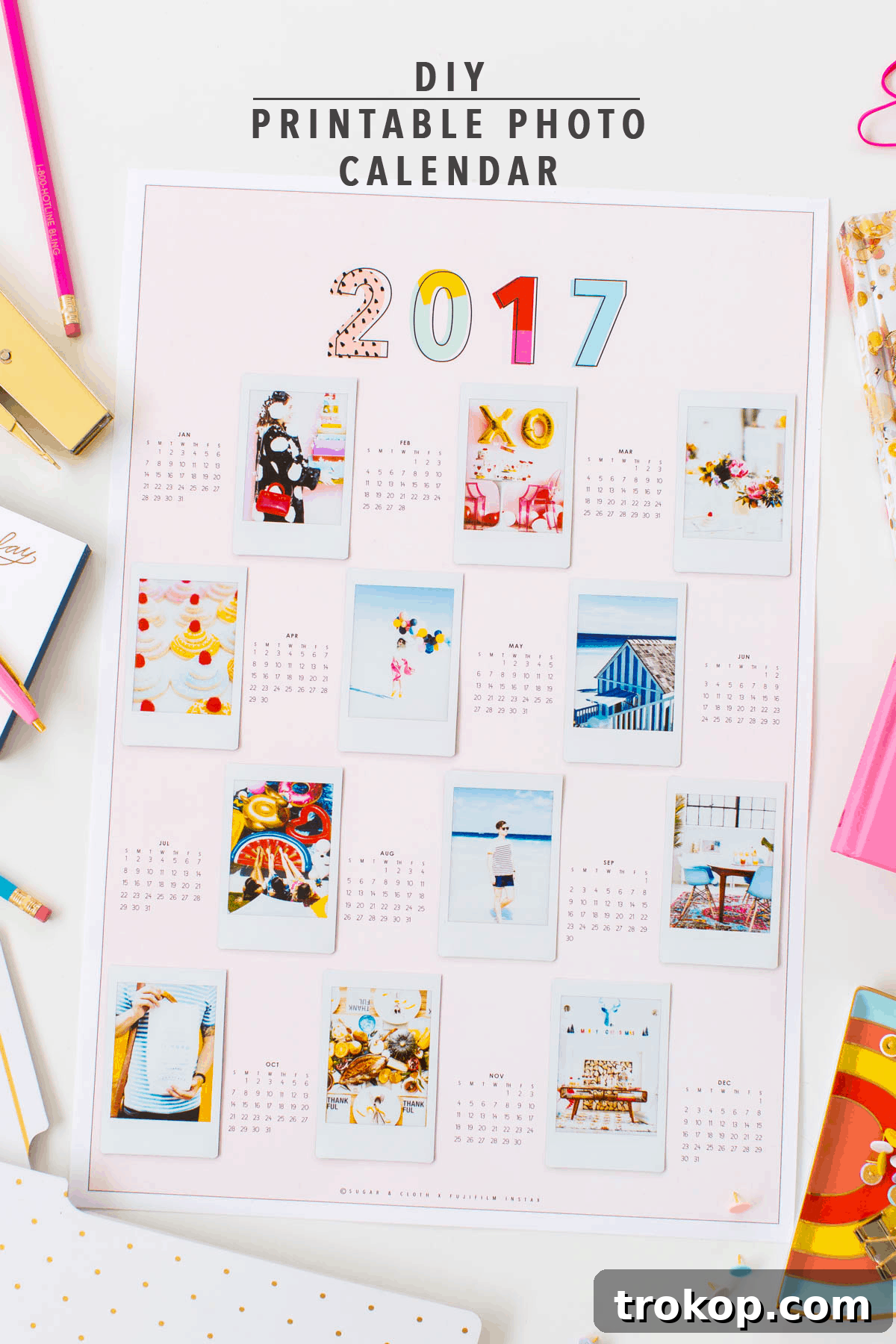 Printable Personalized Photo Calendar 8 Free DIY Printable Photo Wall Calendar by lifestyle blogger Ashley Rose of Sugar & Cloth