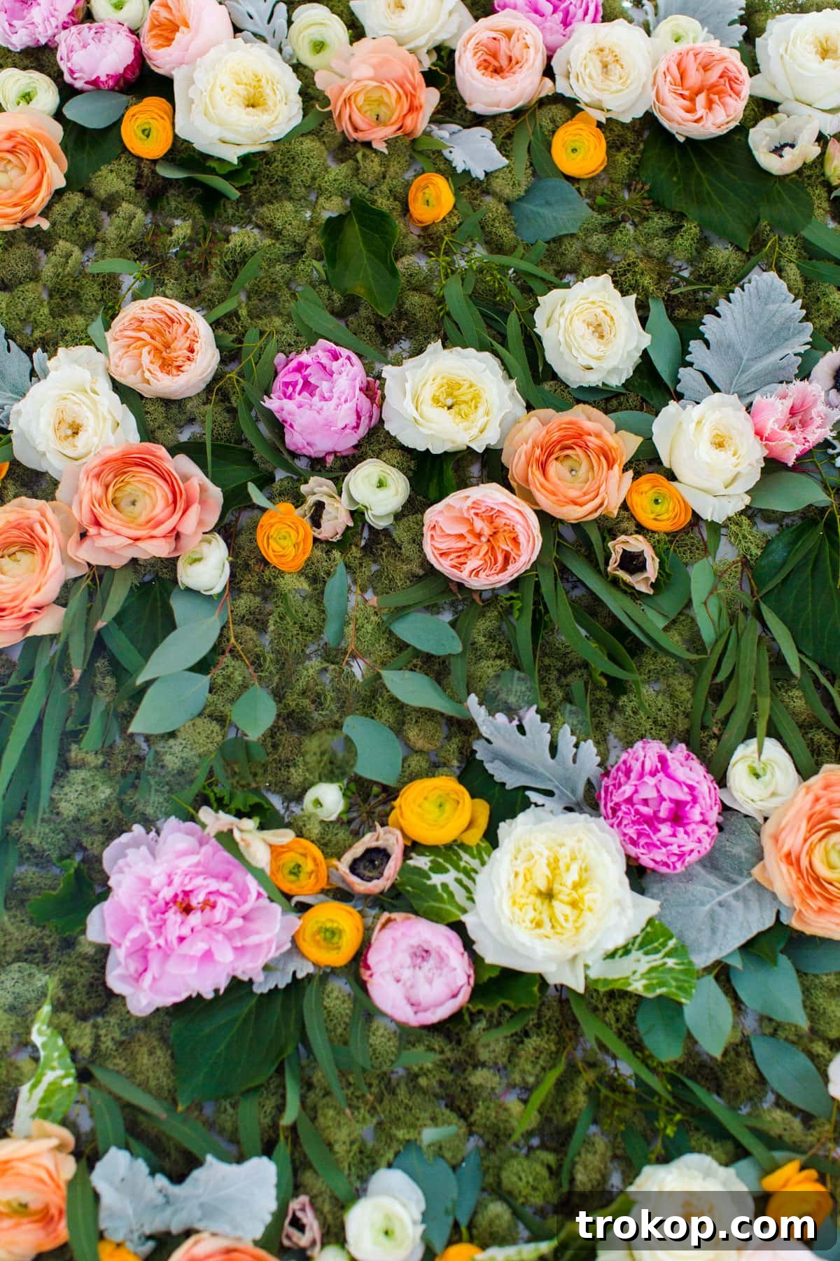 Elegant DIY Hanging Flower Wall for a stylish backdrop