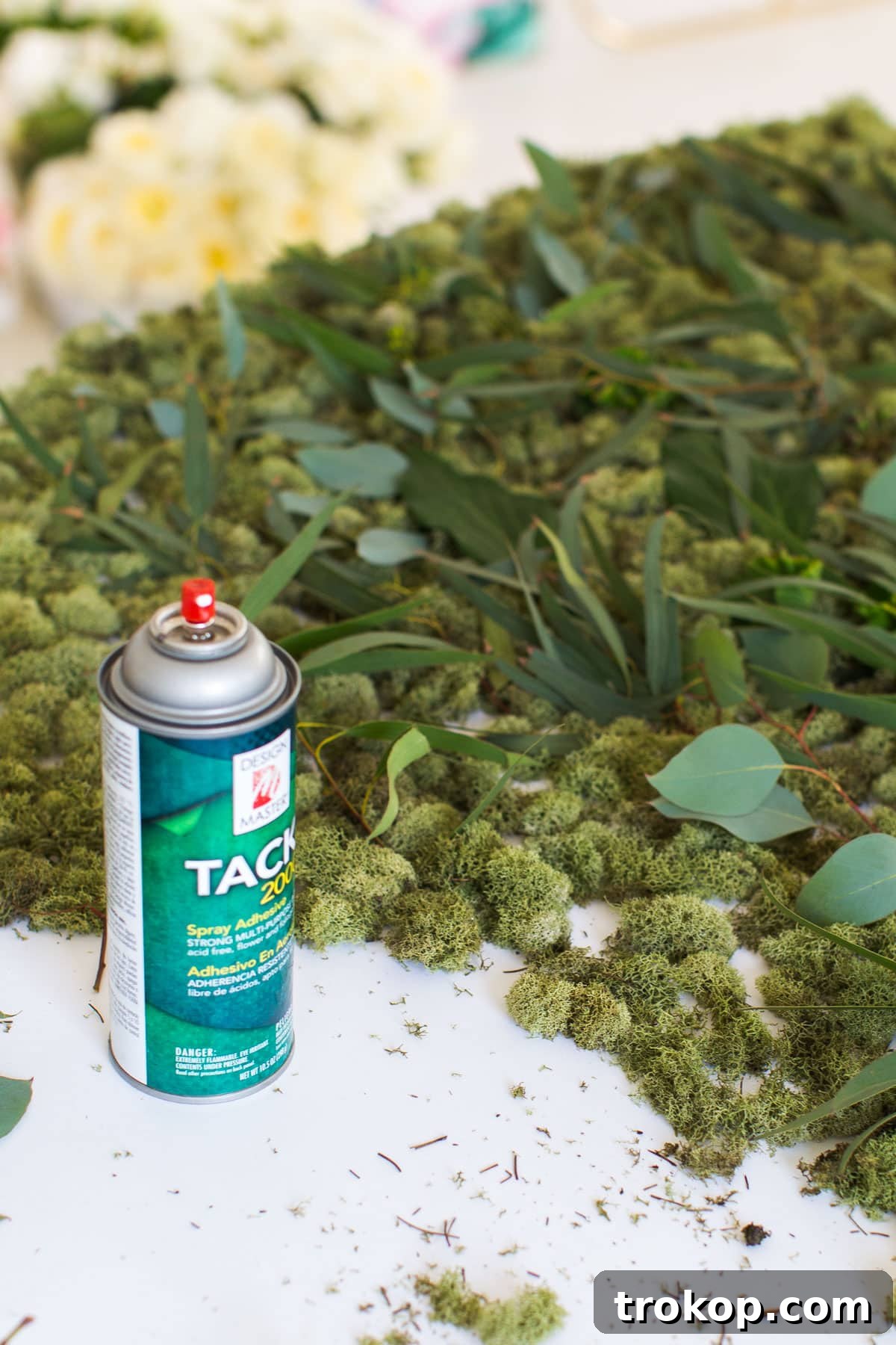 Step 3: Applying moss to the foam board base