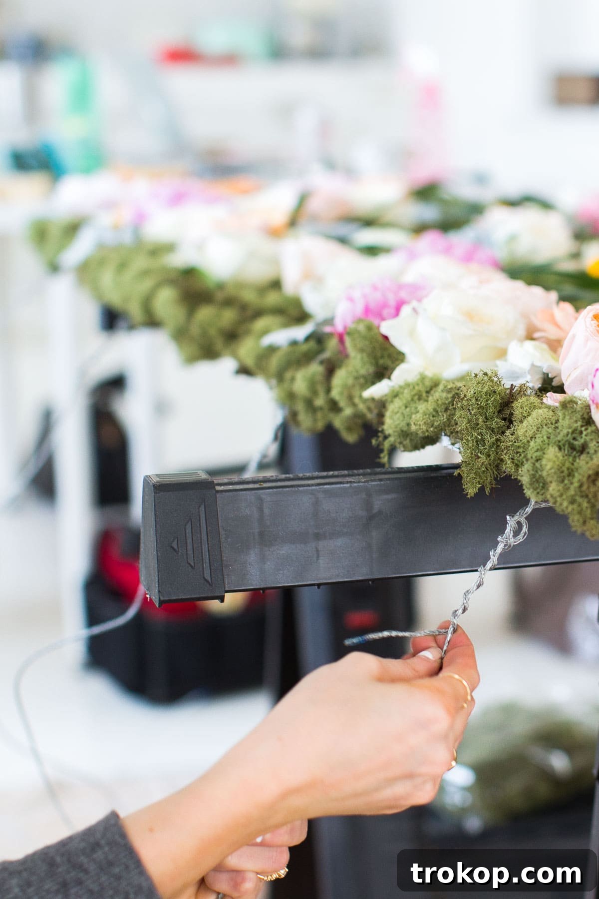 Step 5: Wiring and hanging the completed flower wall