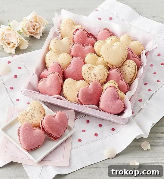 Heart Macarons for online valentines gifts 