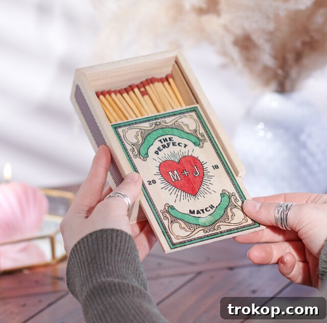 Wooden Personalized Couples Matchbox for unique valentines day gifts
