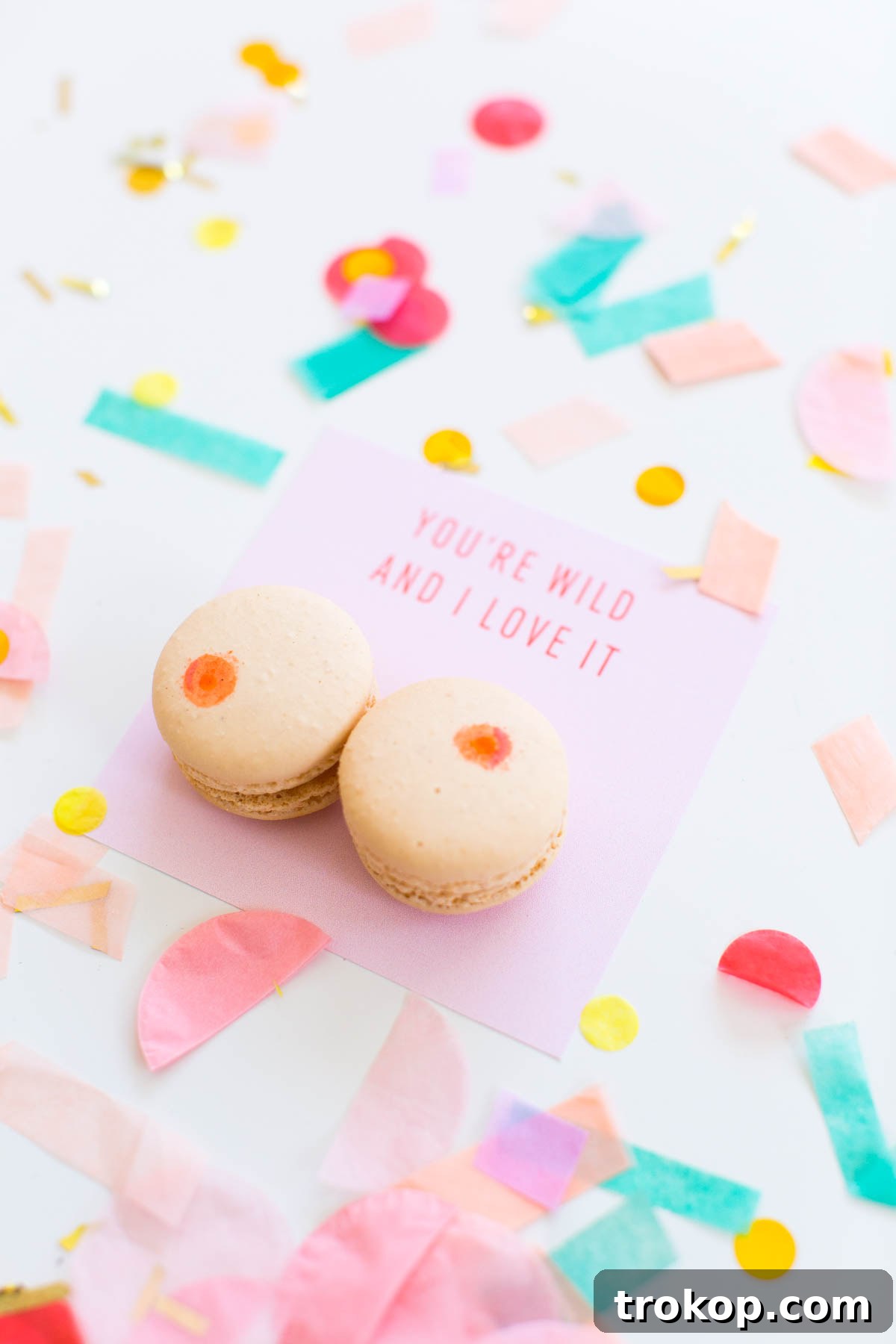Variety of DIY Boob Macarons with different designs, perfect for a quirky Galentine's gift