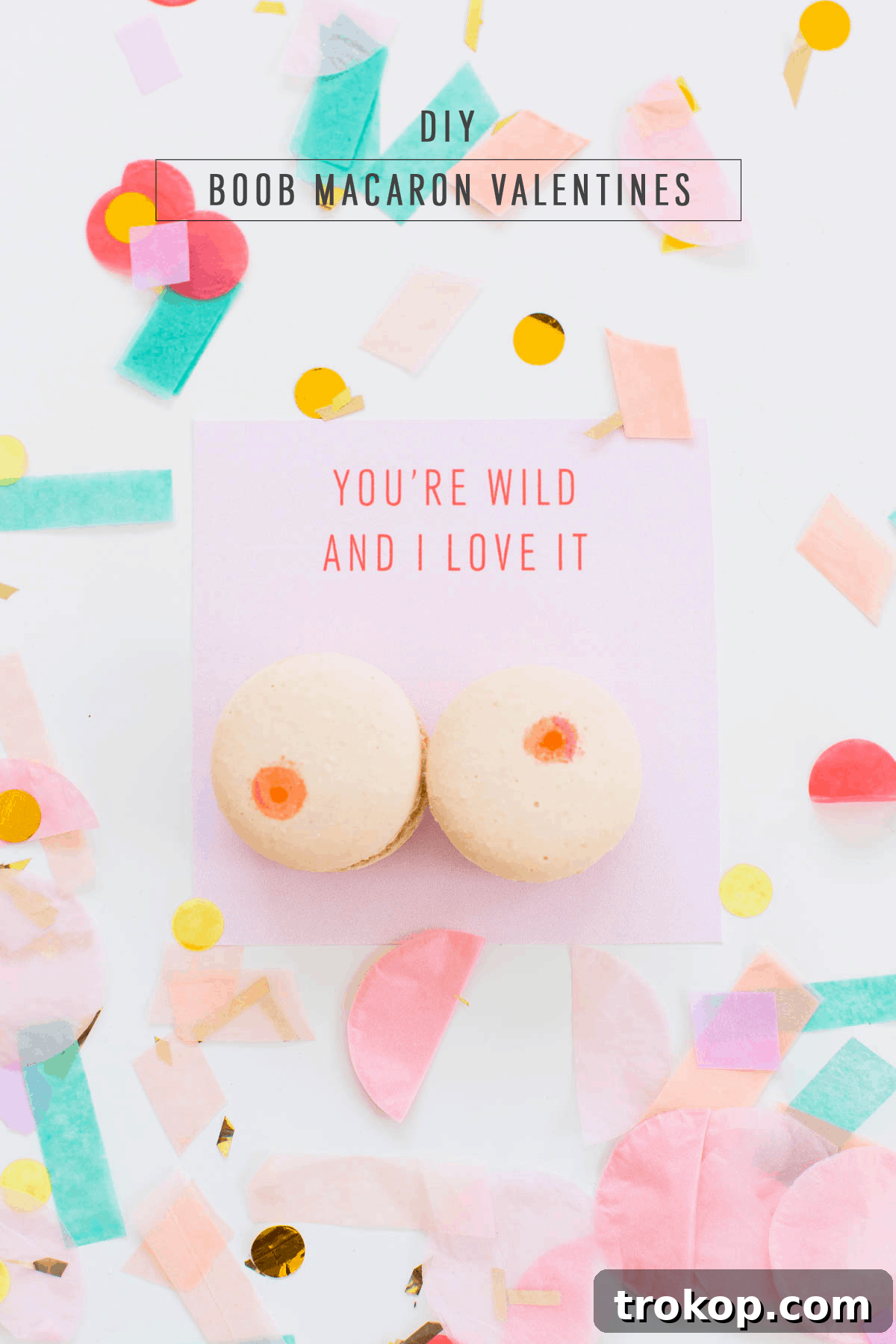 A group of various DIY Boob Macarons, each with unique bra and nipple designs, ready for a party