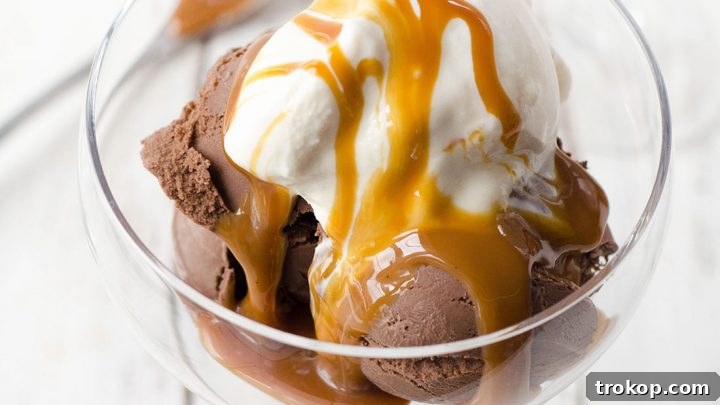 Bailey's Ice Cream with Whiskey Caramel Sauce