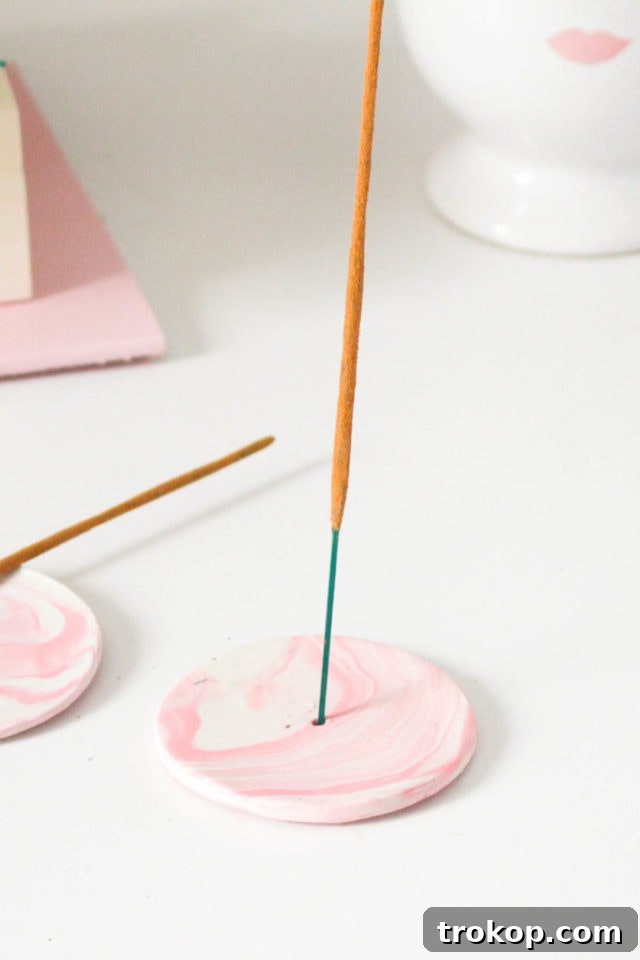 Swirls of Zen DIY Incense Holder 2 DIY Clay Rose-Marbled Incense Holders by Sugar & Cloth, an award winning DIY blog.