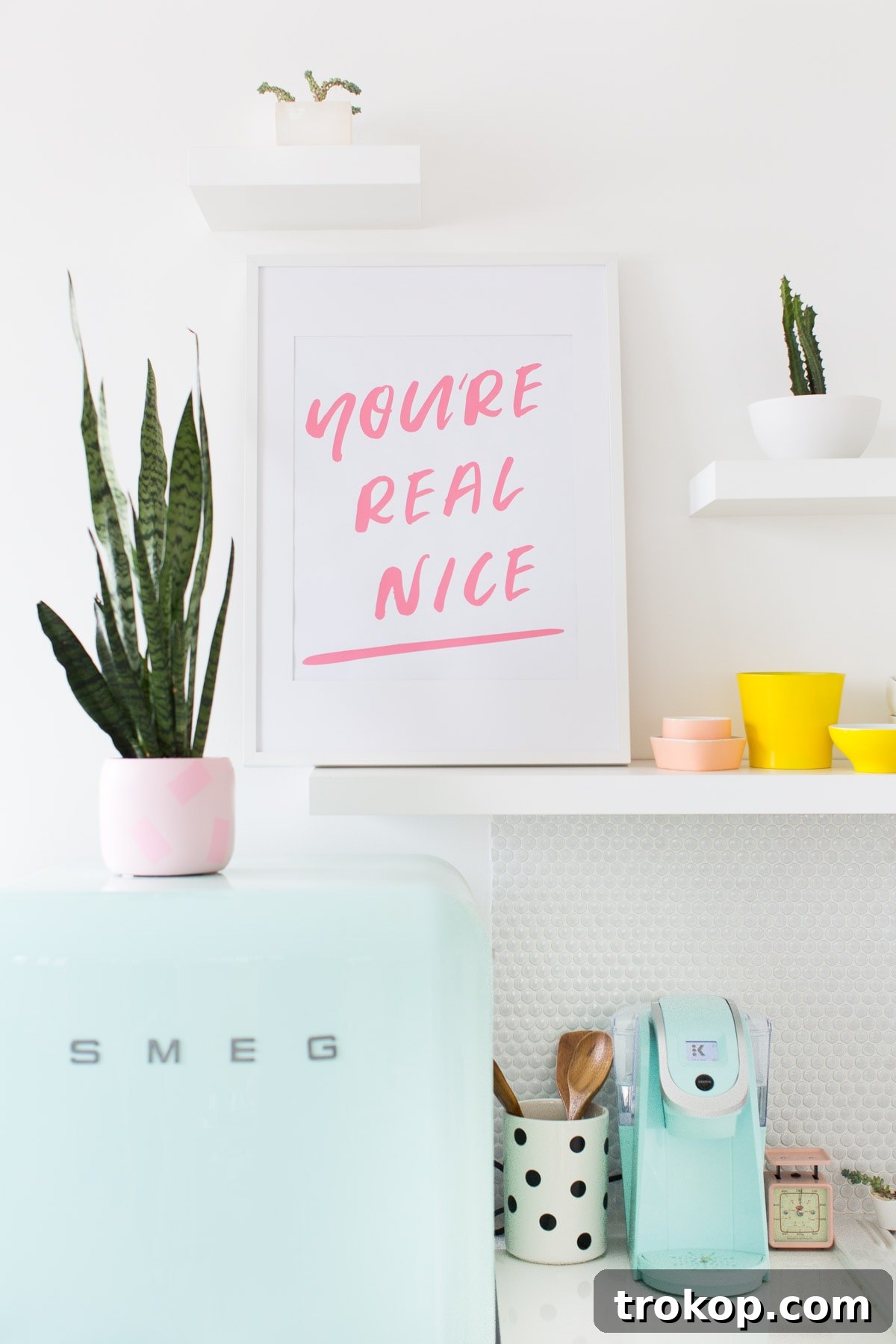 Framed DIY printable 'You're Real Nice' artwork by Sugar & Cloth displayed in a studio setting