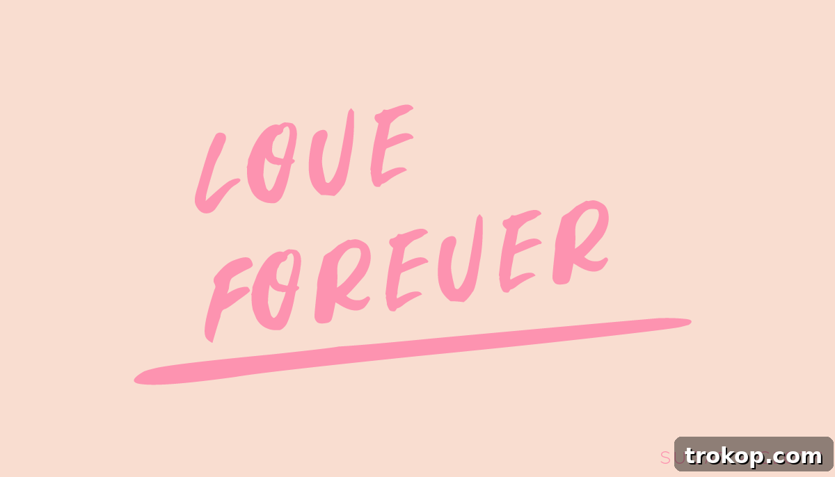 Preview of 'Love Forever' printable artwork design by Sugar & Cloth, highlighting the romantic sentiment