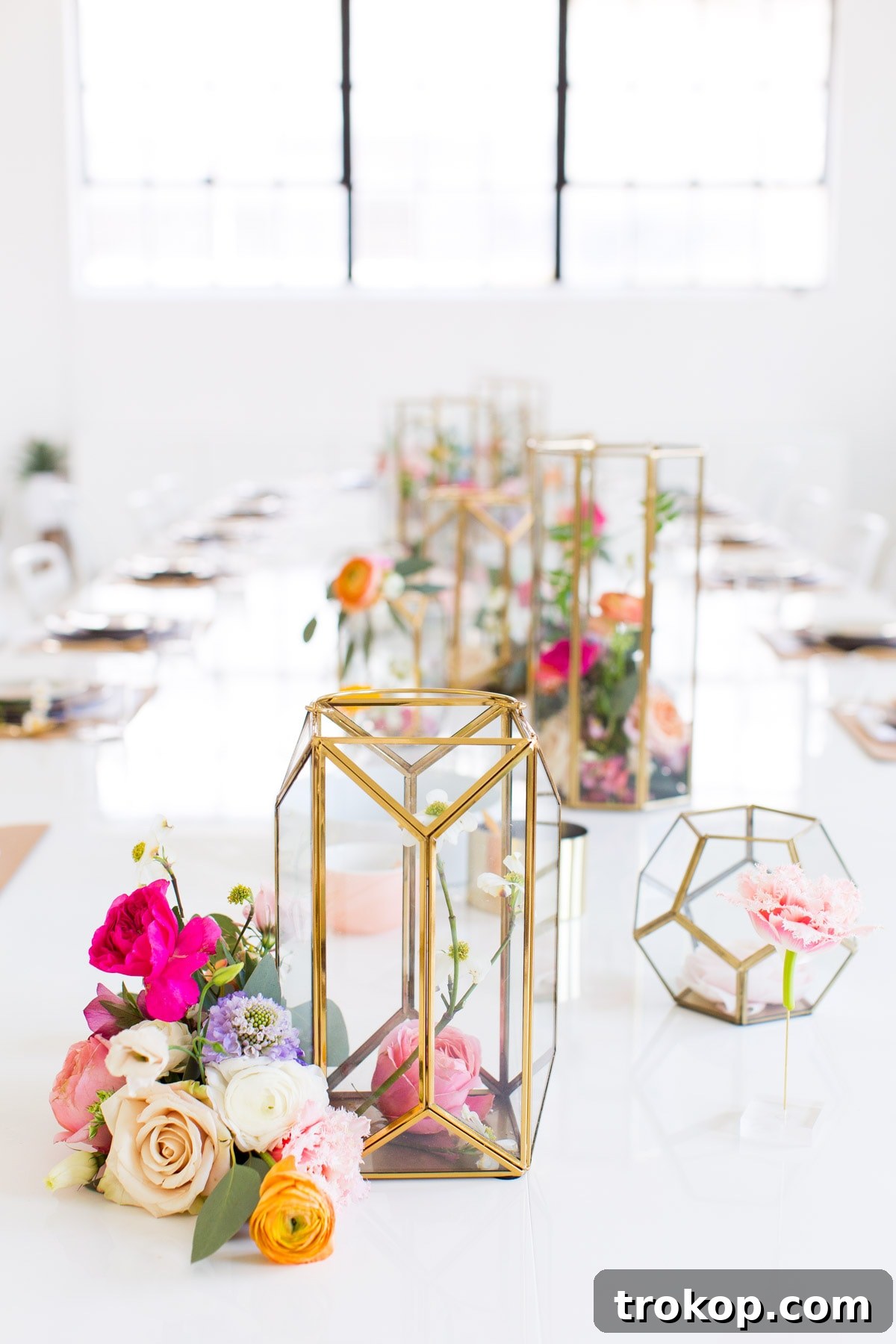 Close-up of Place Setting with Wildflower Sprig and Monogrammed Favor Bag