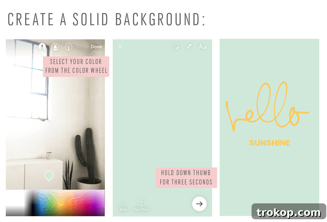 Boost Instagram Followers: Story Strategies and Video Guide 6 Generate vibrant solid color backgrounds for your Instagram Stories to highlight text or graphics, adding a clean and professional look.