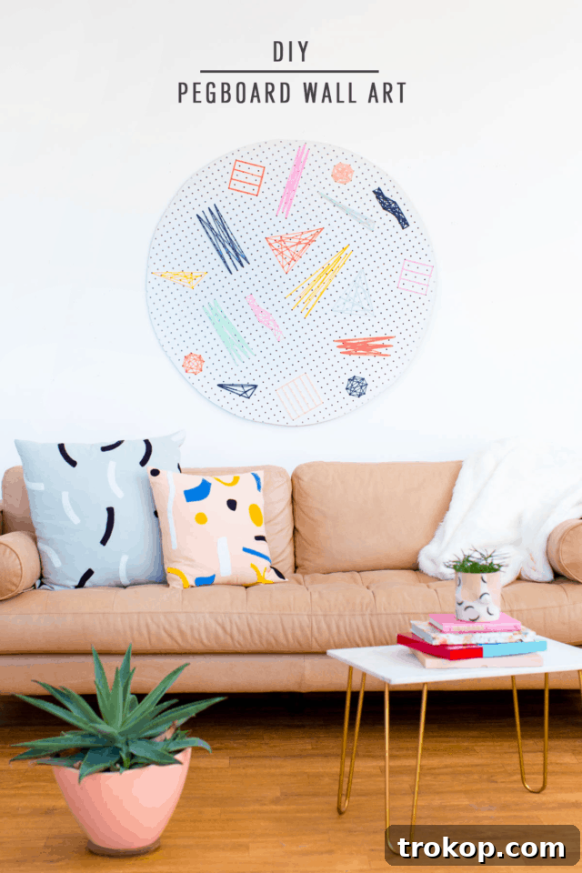 DIY pegboard wall art by top houston lifestyle blogger Ashley Rose of Sugar and Cloth
