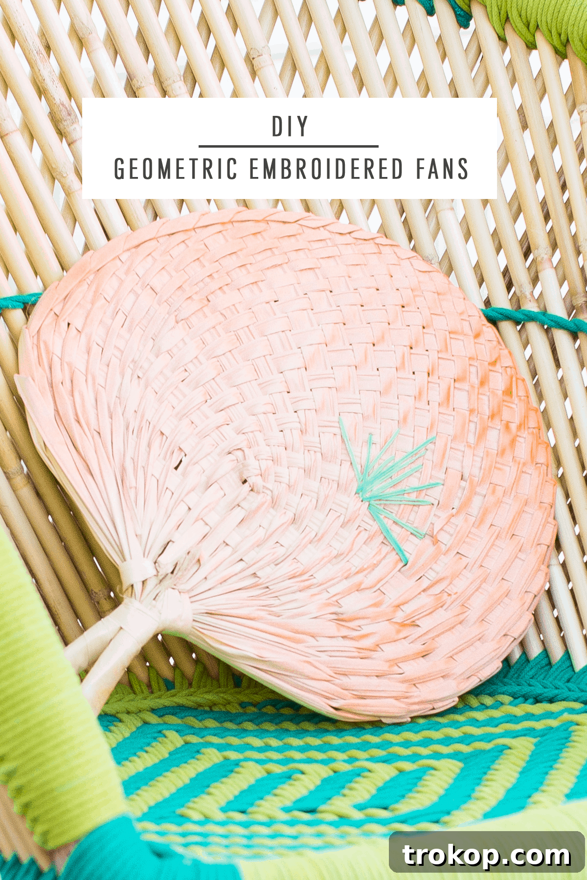 Embroider Unique Geometric Fans 9 DIY Geometric Embroidered Fans by Ashley Rose of Sugar & Cloth, an award winning DIY blog.