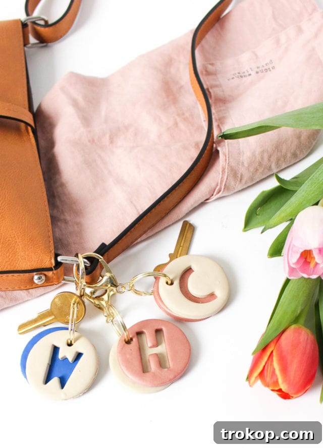 Create Your Own Custom Initial Keychain 2 DIY clay letter keychain by Sugar & Cloth, an award winning DIY, home decor, and recipes blog.