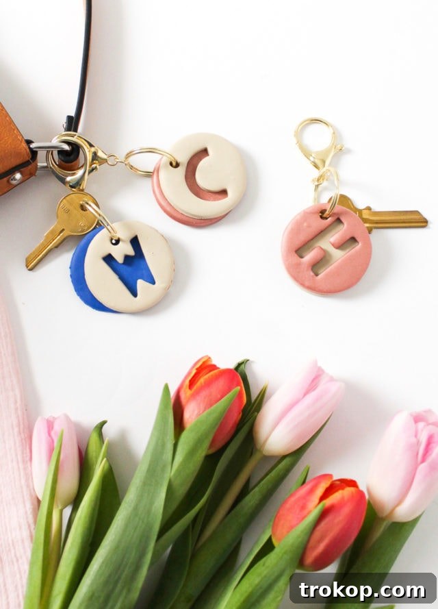 Create Your Own Custom Initial Keychain 4 DIY clay letter keychain by Sugar & Cloth, an award winning DIY, home decor, and recipes blog.