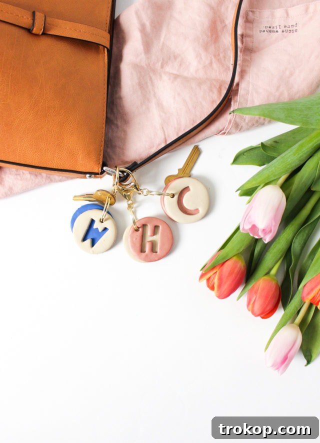 Create Your Own Custom Initial Keychain 8 DIY clay letter keychain by Sugar & Cloth, an award winning DIY, home decor, and recipes blog.