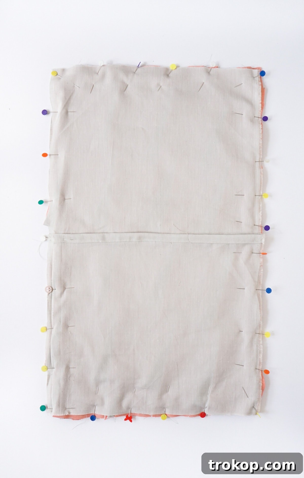 DIY Tailored Pleat Lumbar Cushion 14 Assembling the pillow case with pleated front and back panels.