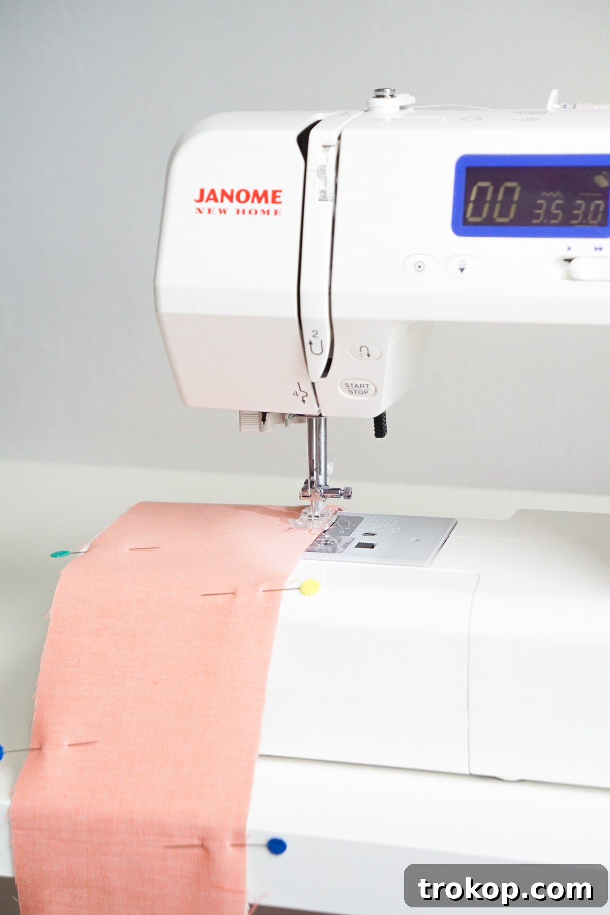 DIY Tailored Pleat Lumbar Cushion 7 Detailed view of sewing fabric strips.