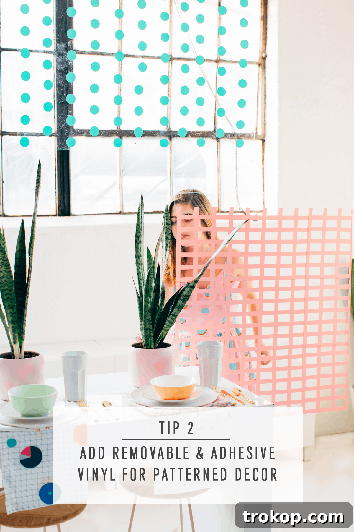 Removable adhesive vinyl patterns for party decor