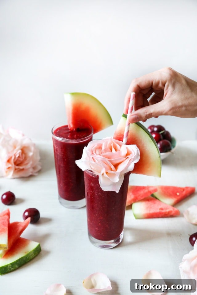 Cherry Watermelon Frosé Delight 5 Cherry Watermelon Frosé with Watermelon Slices