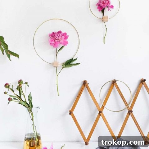 DIY Minimalist Flower Wall Hang by Ashley Rose of Sugar & Cloth, a top lifestyle blog in Houston, Texas