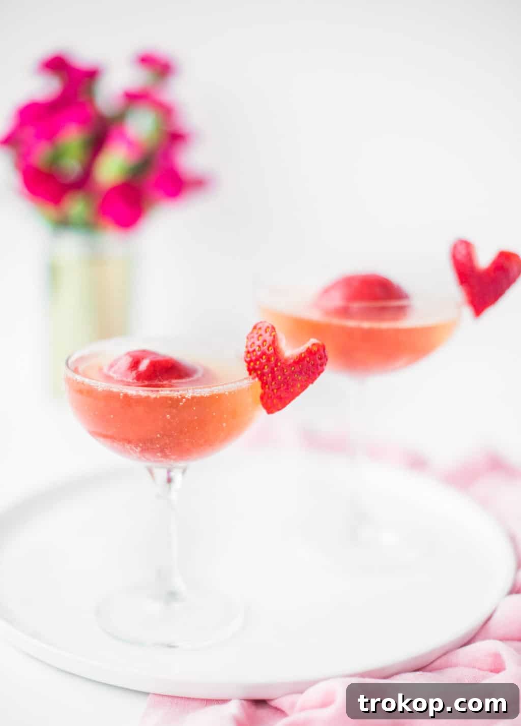 Strawberry Rose Sorbet Champagne Cocktail