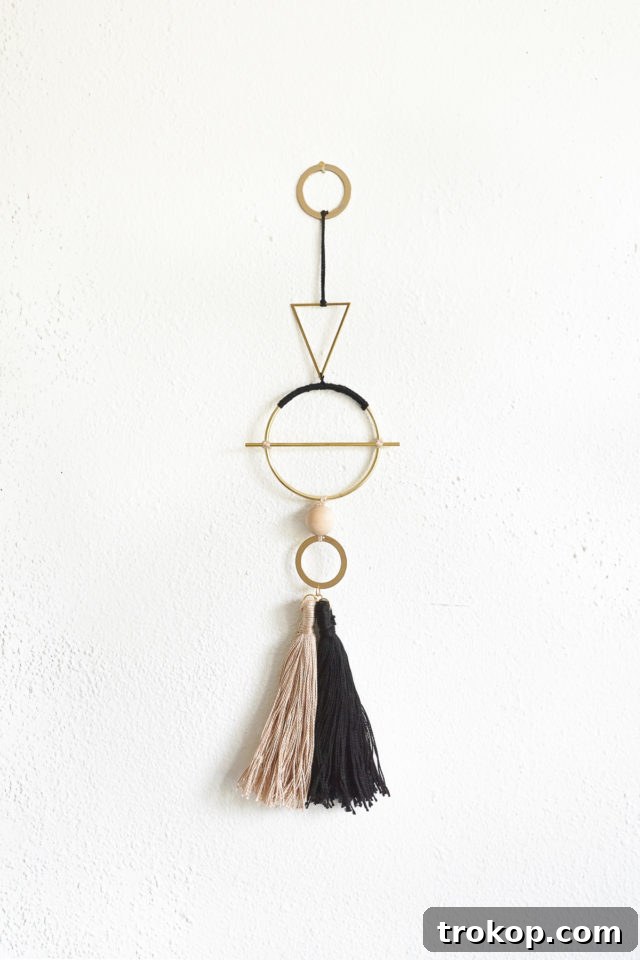 Completed DIY Geometric Metal Wall Hang displayed on a wall