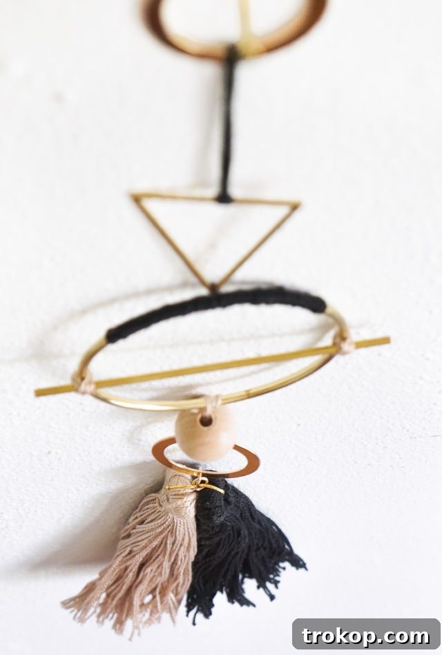 Partially assembled DIY Geometric Metal Wall Hang showing connecting elements
