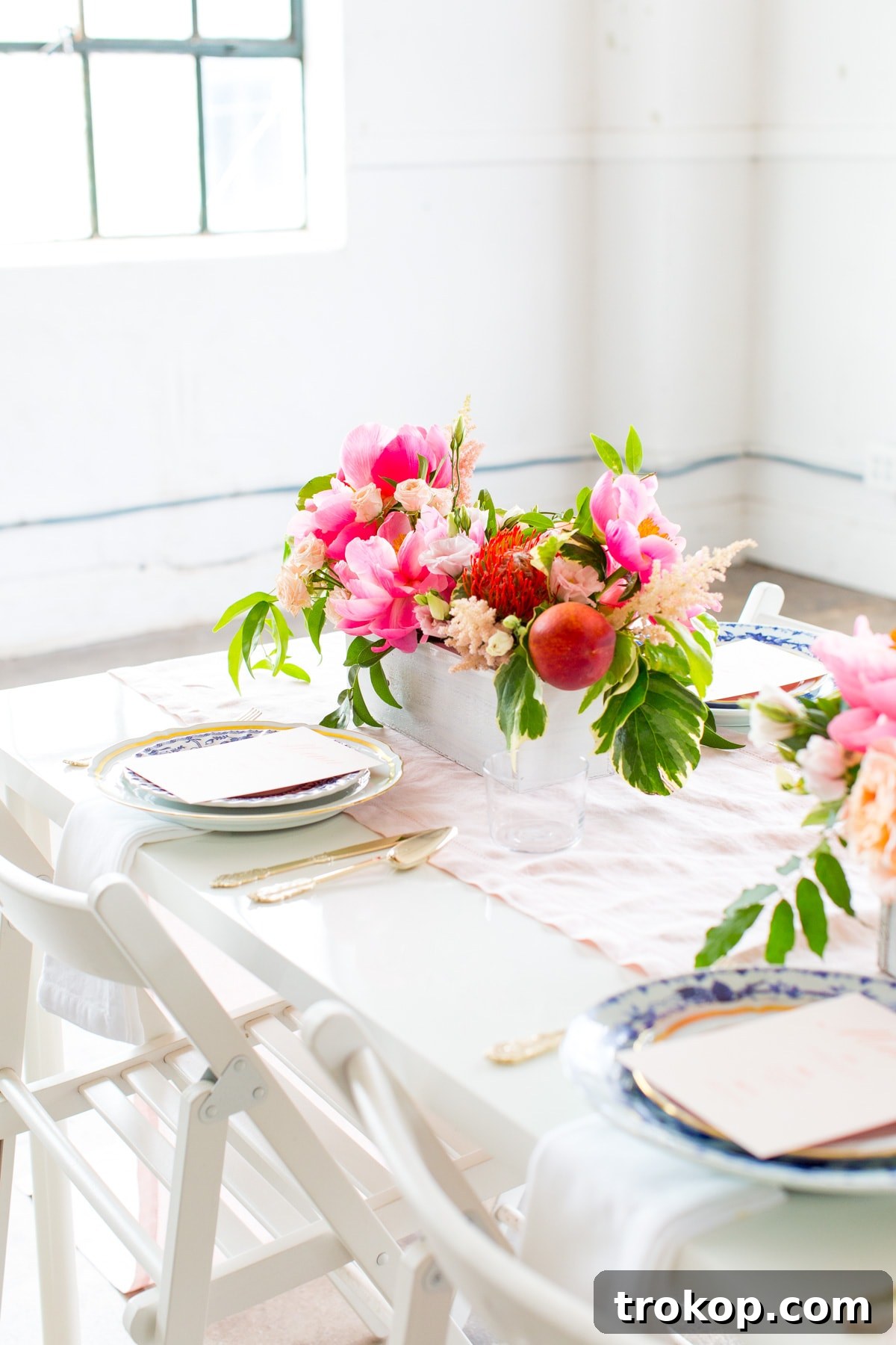 Vintage blue floral plates and classic china table setting