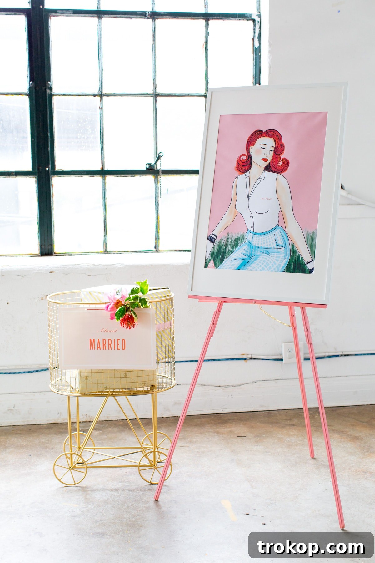 DIY floral embroidery hoop backdrop for a Southern bridal shower