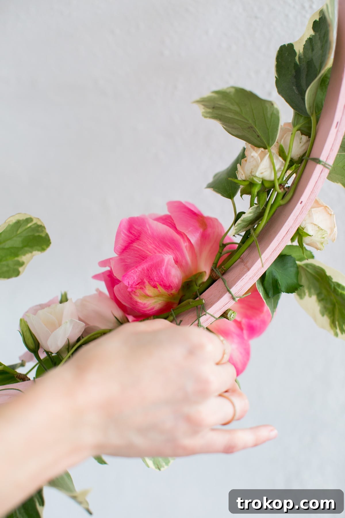DIY Floral Embroidery Ring Backdrop by Ashley Rose of Sugar & Cloth, a lifestyle blog in Houston, TX