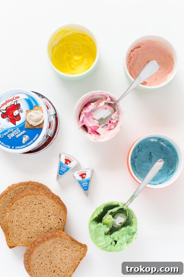 Colorful cream cheese